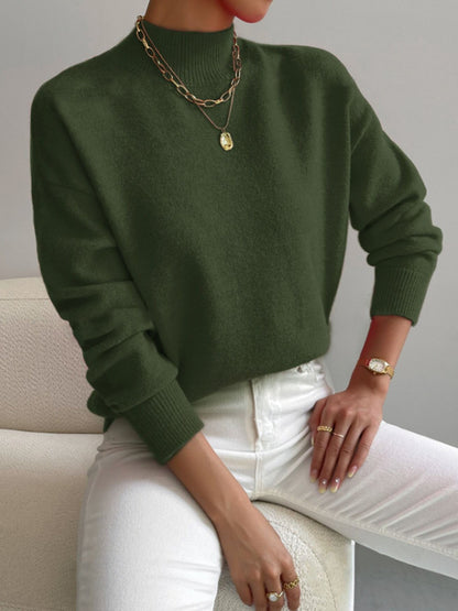 Cozy Half-High Neck Knit Sweater
