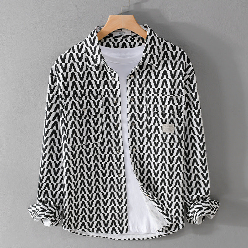 Moda Elite | Koszula rekreacyjna z nadrukiem i długim rękawem