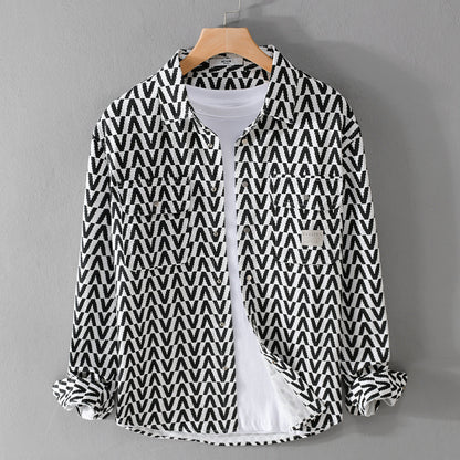 Moda Elite | Koszula rekreacyjna z nadrukiem i długim rękawem