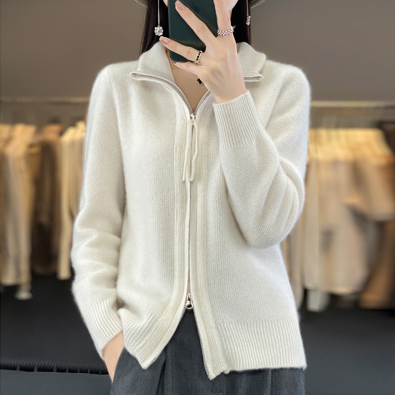 Half-Zip High Neck Knit Cardigan