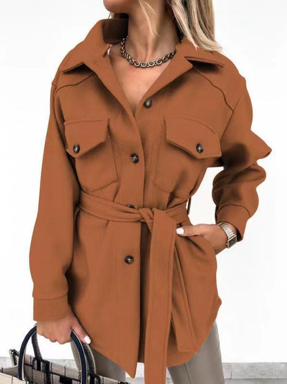 Belted Pocket Button Jacket