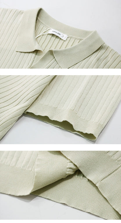 Koszulka polo z prążkowanej tkaniny premium