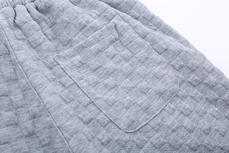 Luźne spodnie dzianinowe w kratkę