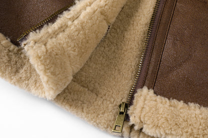 Lamb Fur Stand Collar Short Coat