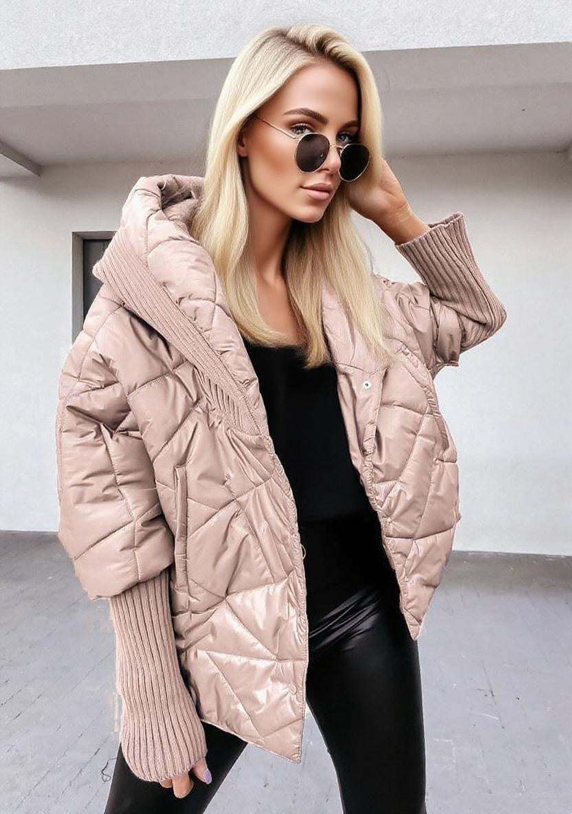 Diamond Quilted Hooded Casual Coat
