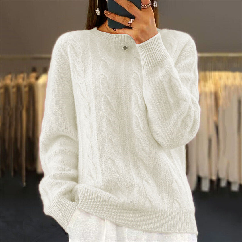 Retro Cable-Knit Pullover Sweater