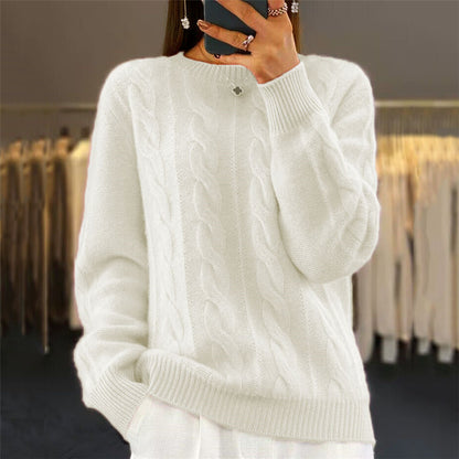 Retro Cable-Knit Pullover Sweater