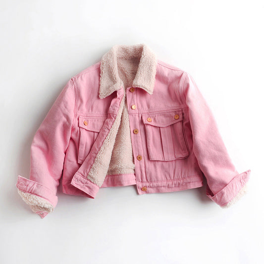 Thick Fleece-Lined Lamb Wool Denim Jacket