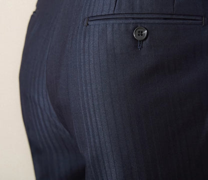 Spodnie garniturowe w paski z wysokim stanem