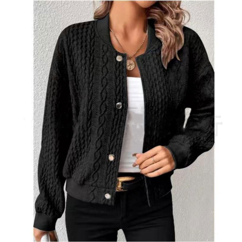 Textured Knit Button Jacket