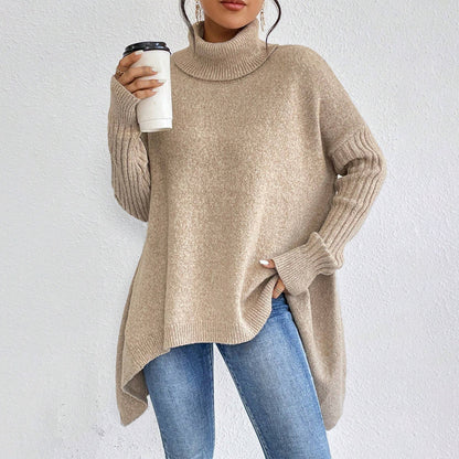 Irregular Turtleneck Knit Sweater