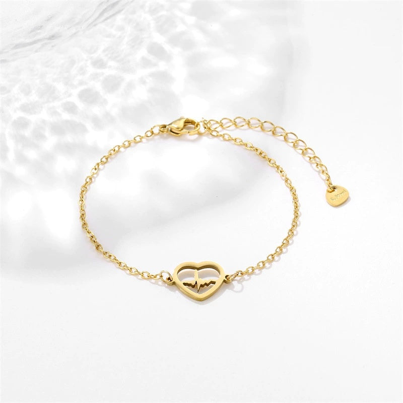 Heartbeat Heart Charm Bracelet