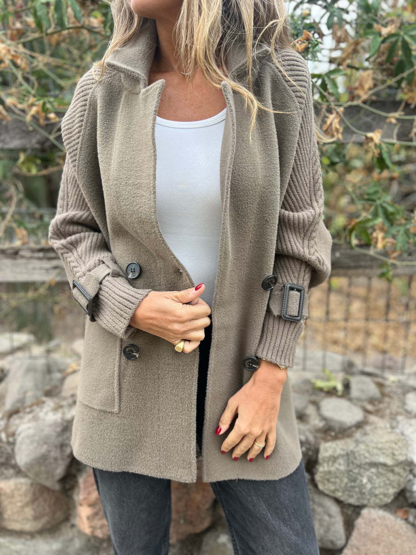 Double-Faced Wool Blend Mid-Length Coat