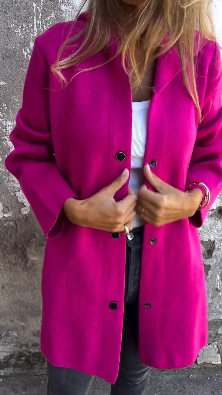 Loose Fit Hooded Solid Color Cardigan