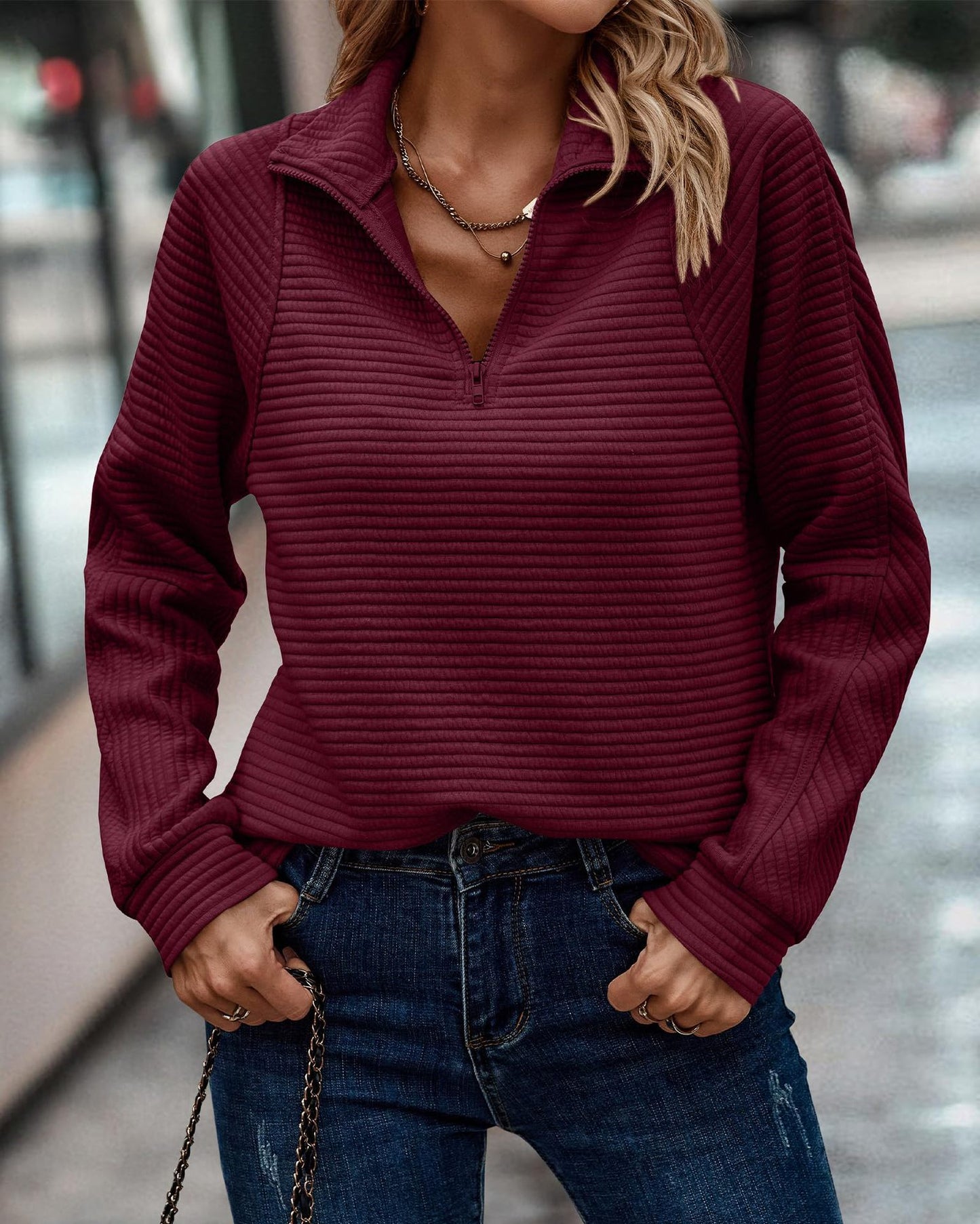 Cozy Ribbed Knit Half-Zip Pullover