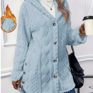 Solid Color Hooded Winter Jacket