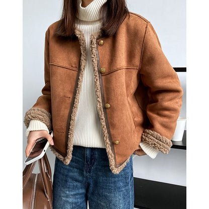 Lamb Plush Button Coat