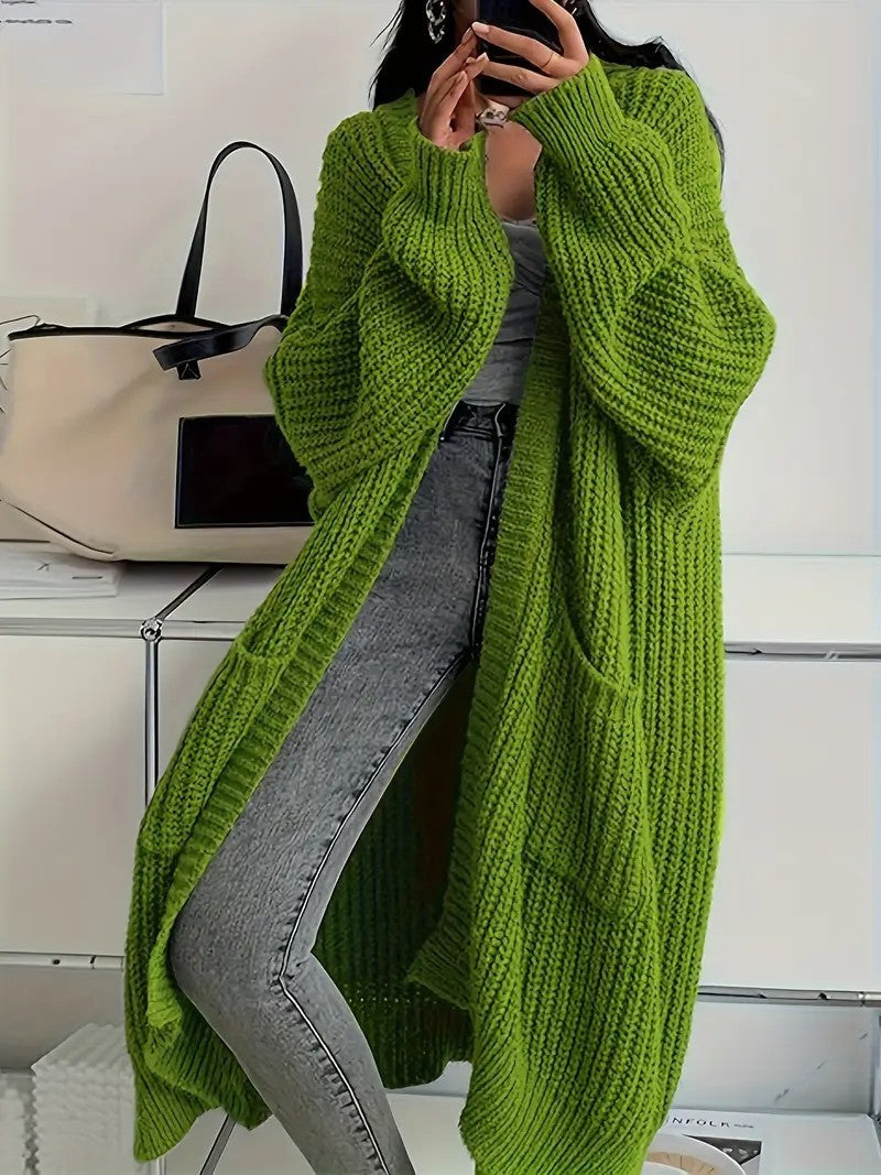 Long-Sleeved Knit Sweater Cardigan