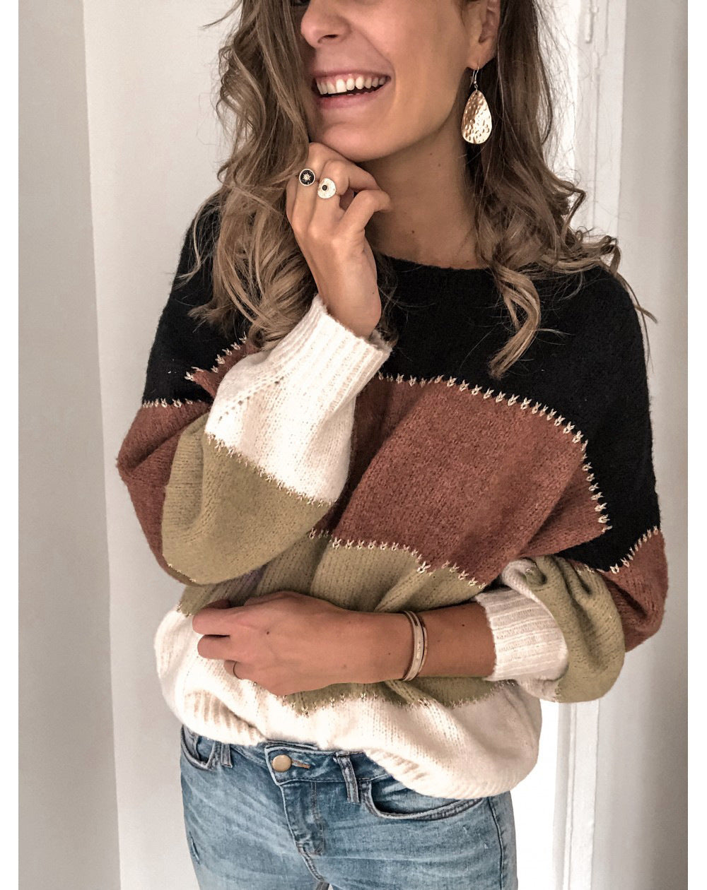 Striped Round Neck Knit Sweater
