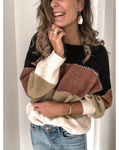 Striped Round Neck Knit Sweater