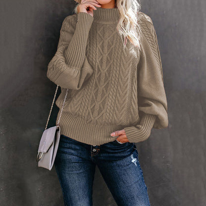 Cable-Knit Lantern Sleeve Sweater