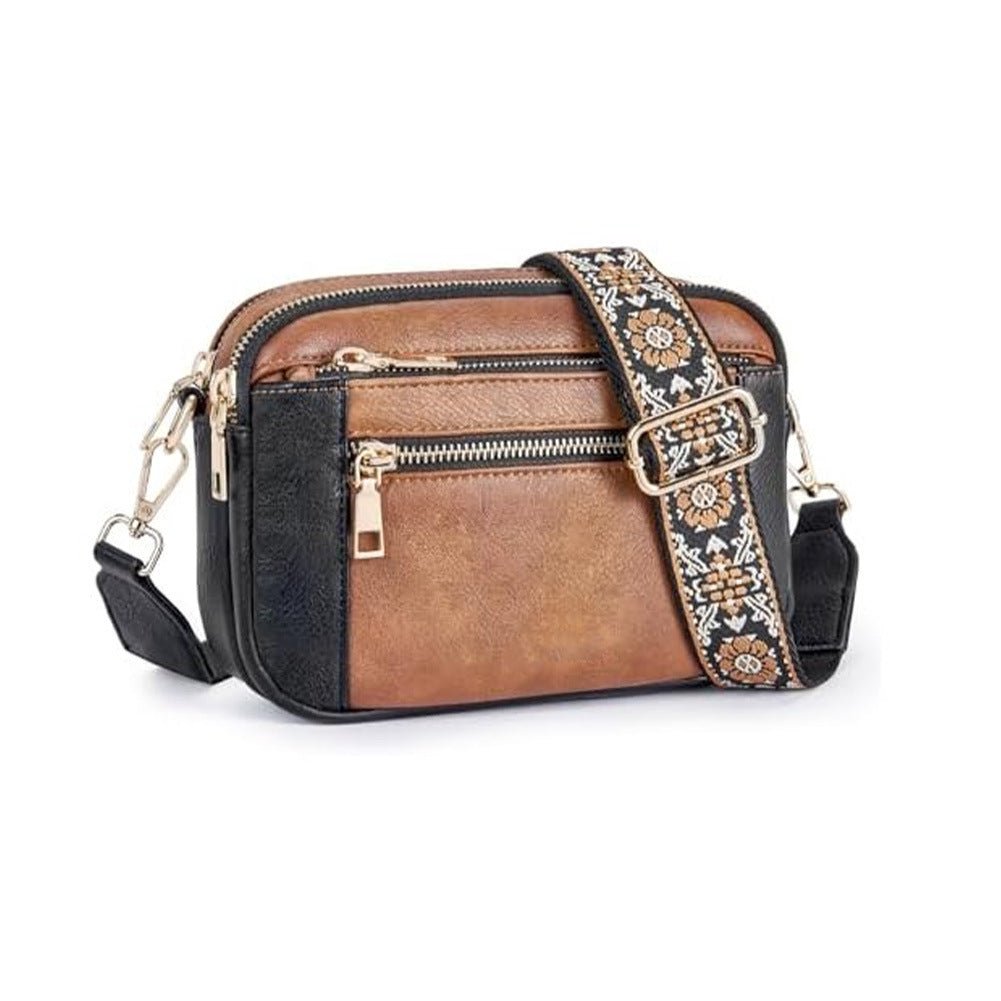 Multi-Pocket PU Crossbody Bag