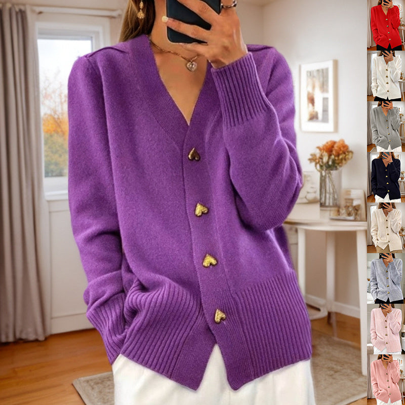 Heart Button Knit Cardigan