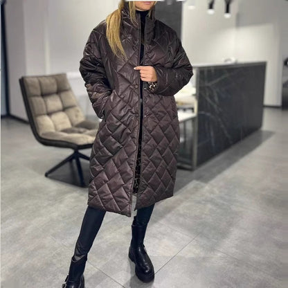 Glossy Rhombus Padded Down Jacket