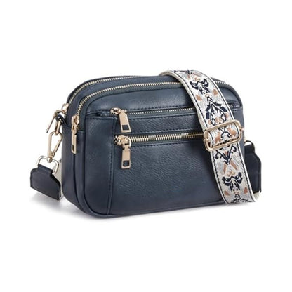 Multi-Pocket PU Crossbody Bag