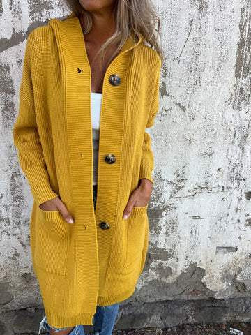 Mid-Length Knit Button Cardigan