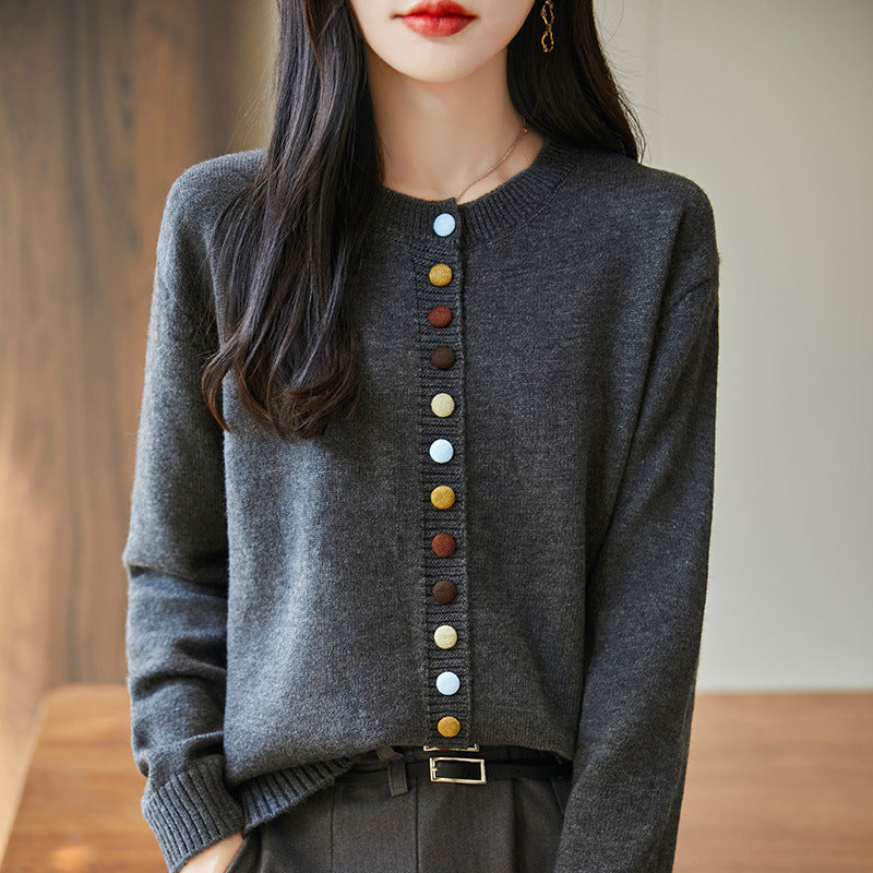 Colorful Button Knitted Cardigan