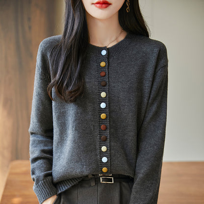 Colorful Button Knitted Cardigan