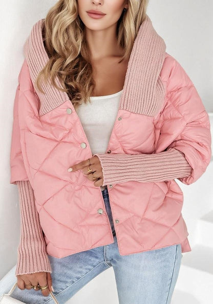 Diamond Quilted Hooded Casual Coat