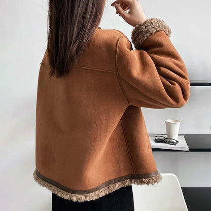 Lamb Plush Button Coat