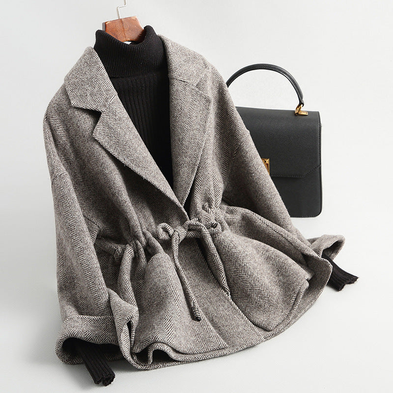Double-Sided Wool Short Overcoat