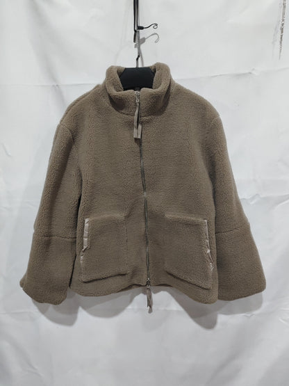 Stand Collar Wool Zip-Up Coat