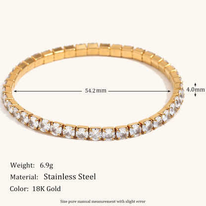 Stainless Steel Zircon Stretch Bracelet