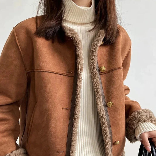 Lamb Plush Button Coat