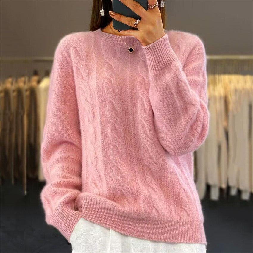 Retro Cable-Knit Pullover Sweater