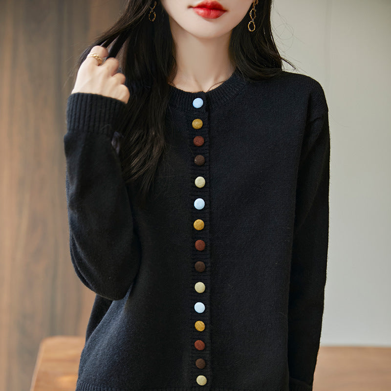 Colorful Button Knitted Cardigan