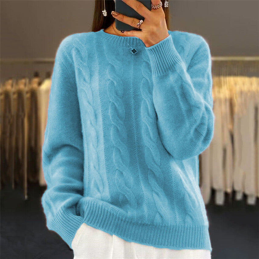 Retro Cable-Knit Pullover Sweater