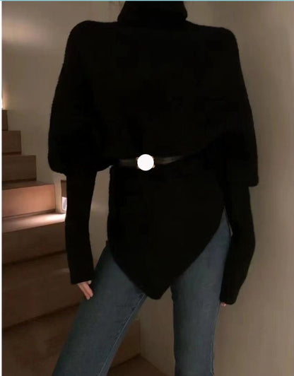 Modern Irregular Turtleneck Sweater