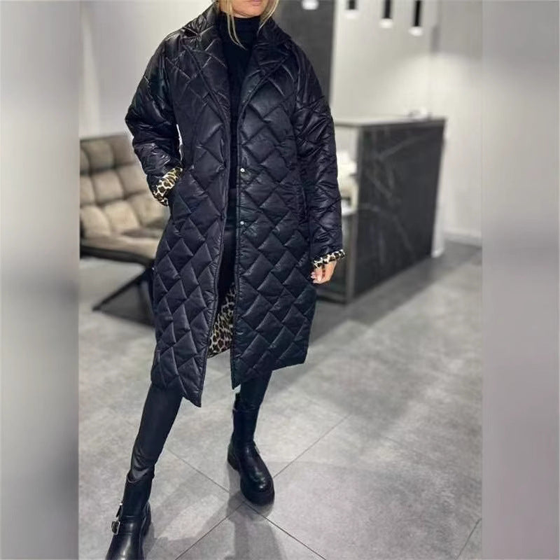 Glossy Rhombus Padded Down Jacket