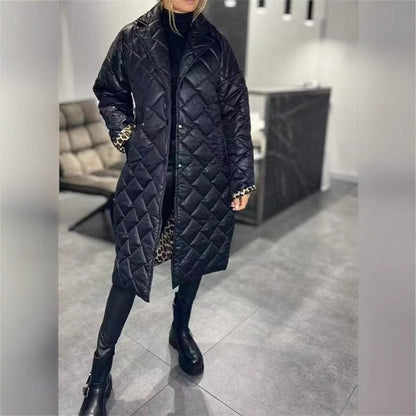 Glossy Rhombus Padded Down Jacket