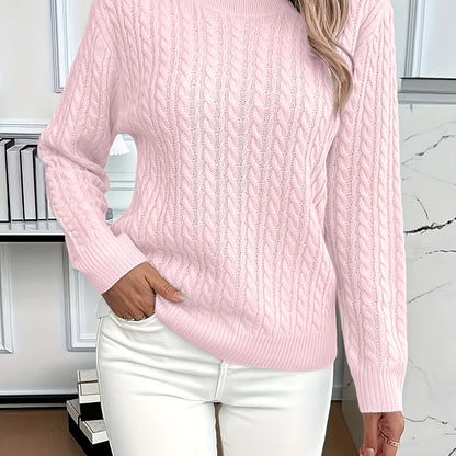 Classic Twist Knit Round Neck Sweater