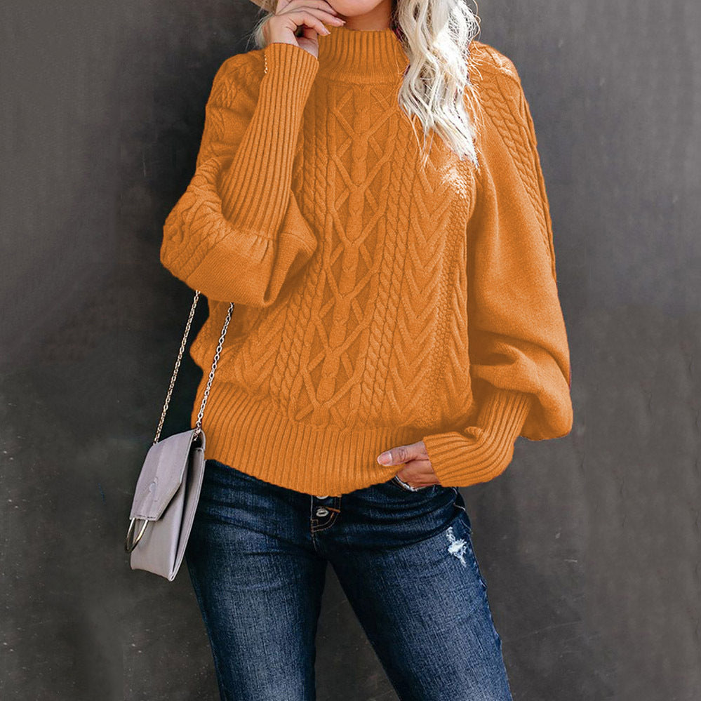 Cable-Knit Lantern Sleeve Sweater