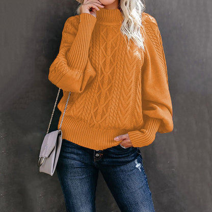 Cable-Knit Lantern Sleeve Sweater