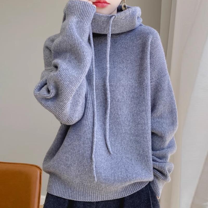 Soft Drawstring Turtleneck Knit Sweater