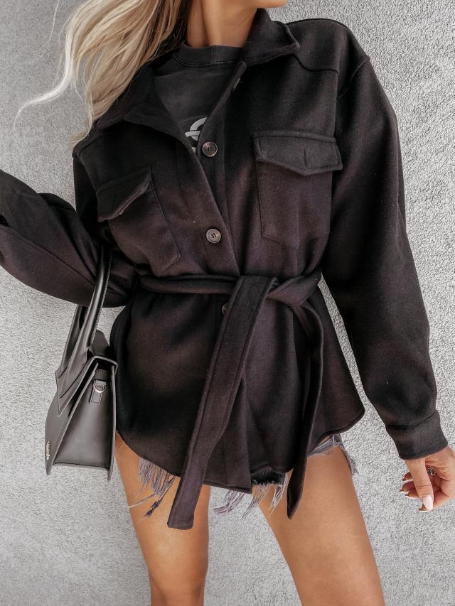 Belted Pocket Button Jacket
