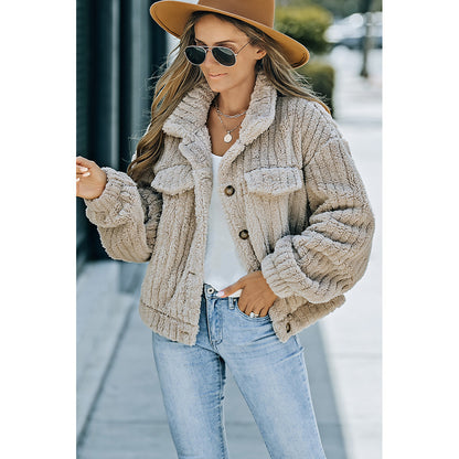 Plush Teddy Button-Up Jacket